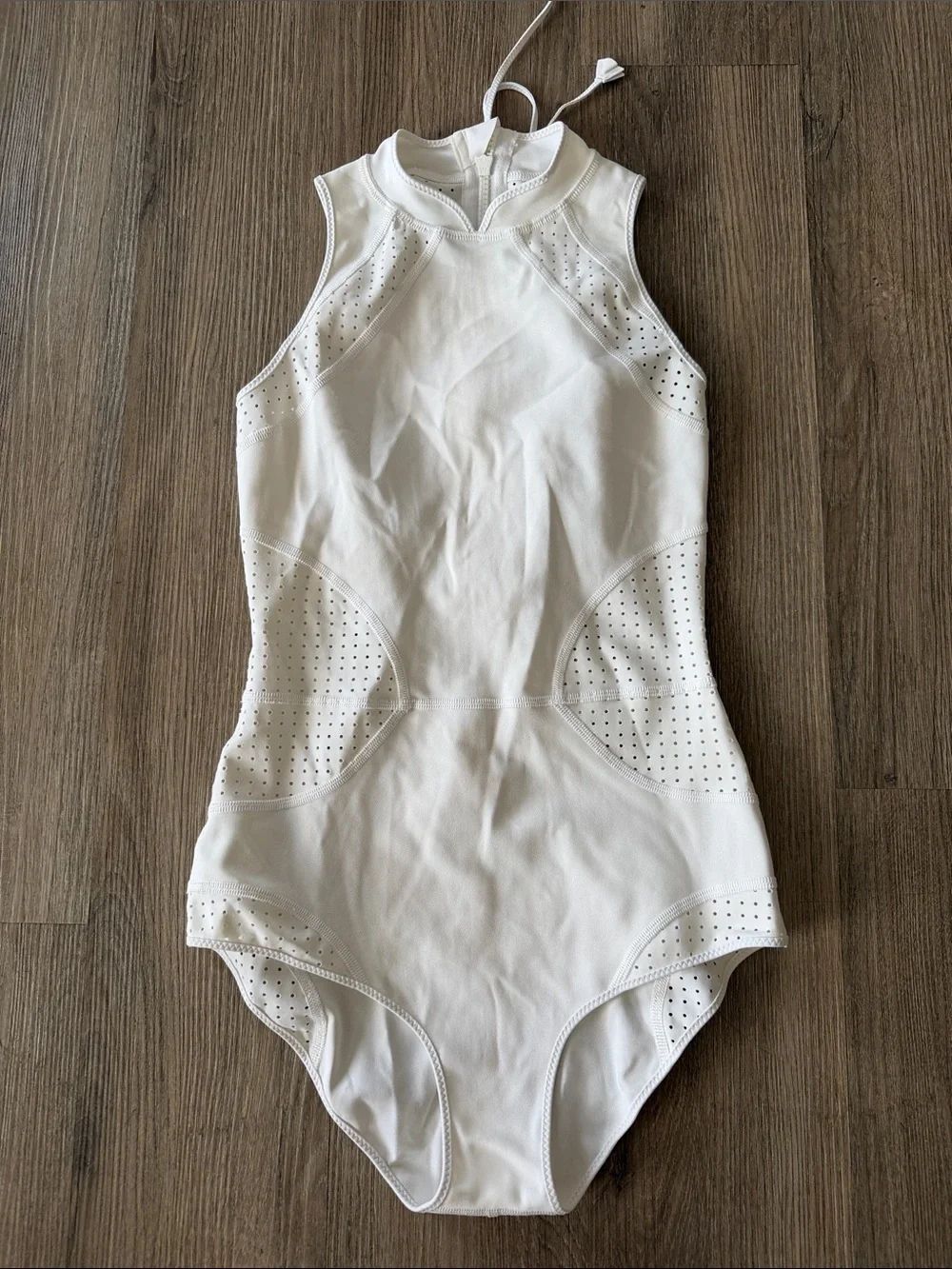lululemon athletica women’s White Perforated High-Neck One-Piece